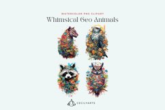 4 Watercolor Whimsical Geo Animals Clipart Product Image 2
