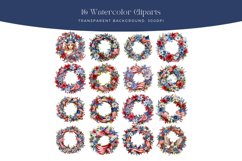 16 Watercolor Patriotic Wreath Clipart Product Image 2