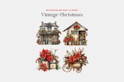 4 Watercolor Vintage Christmas Clipart Product Image 2