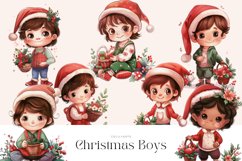 Watercolor Christmas Boys Clipart Bundle Product Image 2