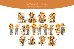 66 Watercolor Sunflower Cute Scarecrow Clipart Product Image 2