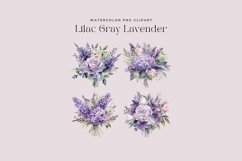 4 Watercolor Lilac Gray Lavender Clipart Product Image 2