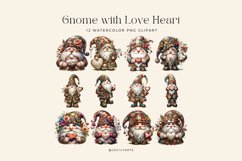 12 Watercolor Gnome with Love Heart Clipart Product Image 2