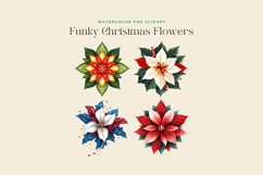 Watercolor Funky Christmas Flowers Clipart Product Image 2