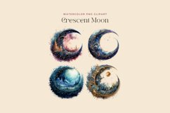 Watercolor Crescent Moon Clipart Product Image 2