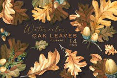 Watercolor autumn leaves clipart, Oak PNG , Fall sublimation Product Image 1