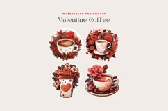 4 Watercolor Valentine Coffee Clipart Product Image 2