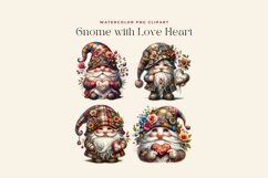 Watercolor Gnome with Love Heart Clipart Product Image 2
