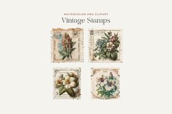4 Watercolor Vintage Stamps Clipart Product Image 2
