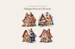4 Watercolor Gingerbread House Clipart Product Image 2