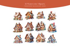 12 Watercolor Gingerbread House Clipart Product Image 2