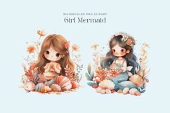 Watercolor Girl Mermaid Clipart Product Image 2