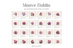 Watercolor Mauve Dahlia Clipart Bundle Product Image 2