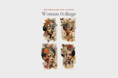 4 Watercolor Woman Collage Clipart Product Image 2