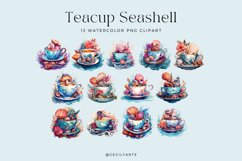 13 Watercolor Teacup Seashell Clipart Product Image 2
