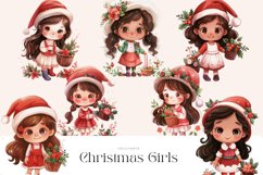 Watercolor Christmas Girls Clipart Bundle Product Image 2
