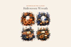 4 Watercolor Halloween Wreath Clipart Product Image 2