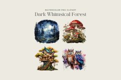 Watercolor Dark Whimsical Forest Clipart Product Image 2