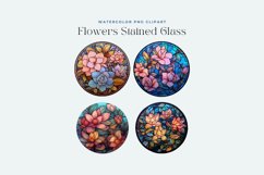 Watercolor Pastel Flowers Stained Glass Clipart Product Image 2