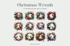 12 Watercolor Christmas Wreath Clipart Product Image 2
