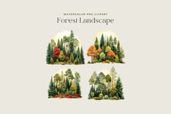 Watercolor Forest Landscape Clipart Product Image 2