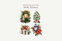 4 Watercolor Holly Flower Clipart Product Image 2