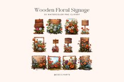 30 Watercolor Wooden Floral Signage Clipart Product Image 2