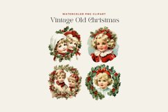 4 Watercolor Vintage Old Christmas Clipart Product Image 2