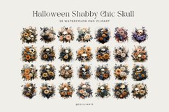 Watercolor Halloween Shabby Chic Skull Clipart Bundle Product Image 2