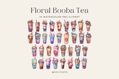 Watercolor Floral Booba Tea Clipart Bundle Product Image 2