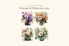 Watercolor Botanical Plants in a Jar Clipart Product Image 2