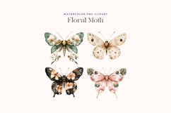 Watercolor Floral Moth Clipart Product Image 2