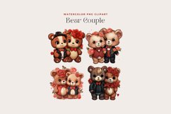 4 Watercolor Bear Couple Clipart Product Image 2