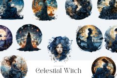 Watercolor Celestial Witch Clipart Bundle Product Image 2