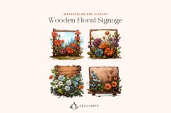 4 Watercolor Wooden Floral Signage Clipart Product Image 2