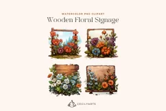 4 Watercolor Wooden Floral Signage Clipart Product Image 2