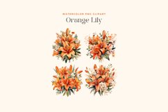 4 Watercolor Orange Lily Clipart Product Image 2