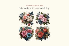 Watercolor Victorian Roses and Ivy Clipart Product Image 2