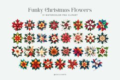 Watercolor Funky Christmas Flowers Clipart Bundle Product Image 2