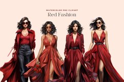 4 Watercolor Red Fashion Clipart Product Image 2