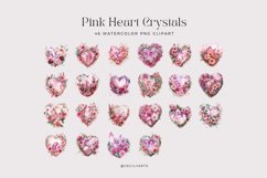 46 Watercolor Pink Heart Crystals Clipart Product Image 3