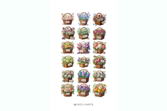 Watercolor Spring Bloom Basket Clipart Bundle Product Image 3