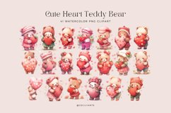 41 Watercolor Cute Heart Teddy Bear Clipart Product Image 3