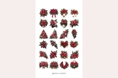 Watercolor Christmas Wreath Poinsettia Clipart Bundle Product Image 3