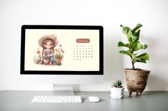 Watercolor Cute Girl Gardener Clipart Product Image 3