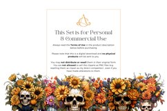 12 Watercolor Halloween Sunflower Skull Clipart Product Image 3