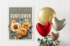 4 Watercolor Sunflower Heart Clipart Product Image 3