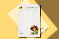 Watercolor Girl with Sunflowers Clipart Product Image 3