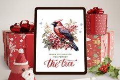 4 Watercolor Floral Red Cardinal Clipart Product Image 3