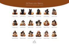 36 Watercolor Halloween Cat Clipart Product Image 3